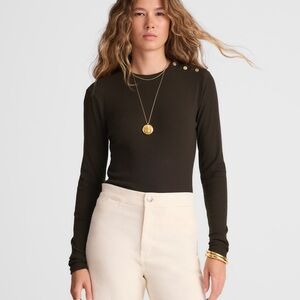 NWT Madwell Ribbed Button Crewneck Tee - Small
